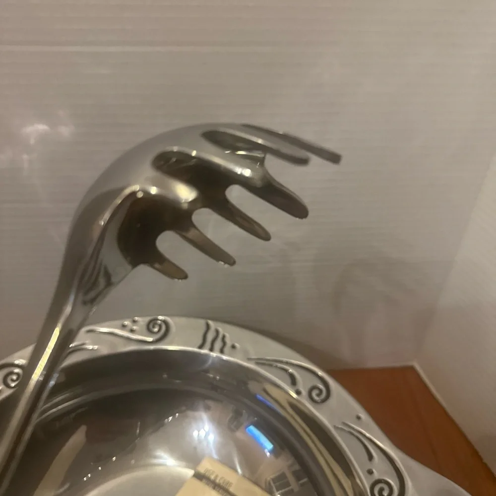 Lenox Spyro Metal Serveware Handle Pasta Bowl W/ Serving Spoon